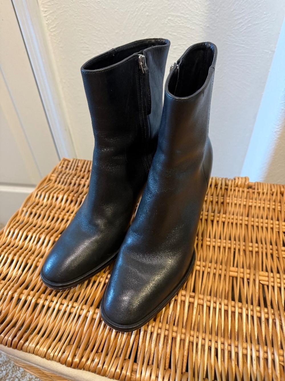 Reformation Gillian Black Leather Ankle Boot 8